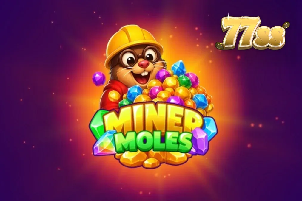Cena vibrante de Miner Moles com personagens moles e cristais brilhantes